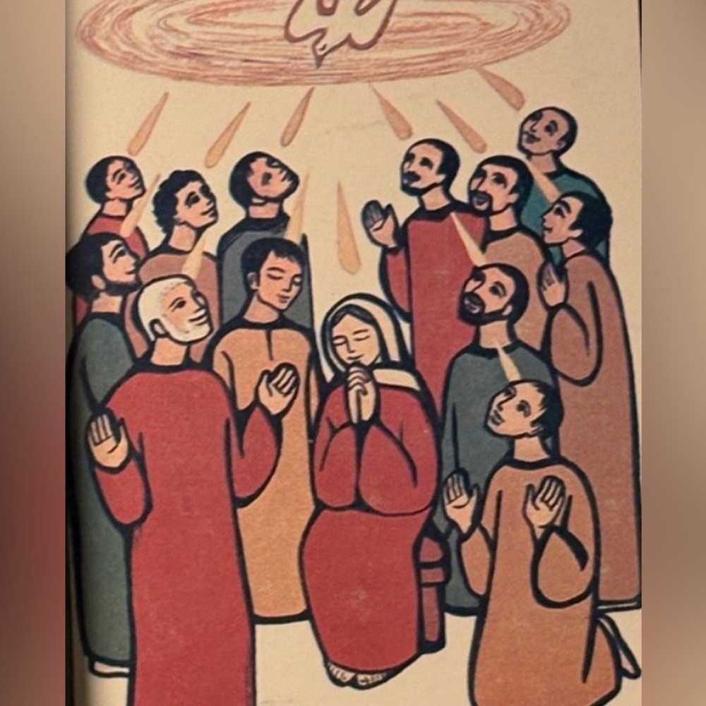 Spiritual Gathering Art Print in Black Frame. Mary & the disciples @ Pentecost